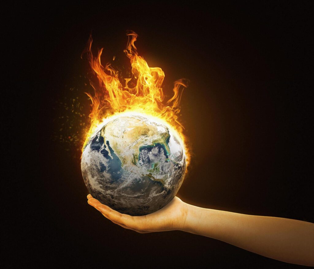 burning earth in the hands